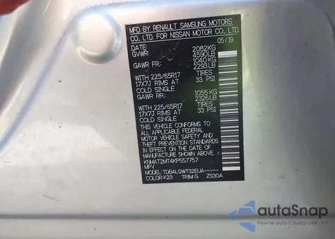 2019 Nissan Rogue Sv from USA, damaged, VIN KNMAT2MT4KP557757